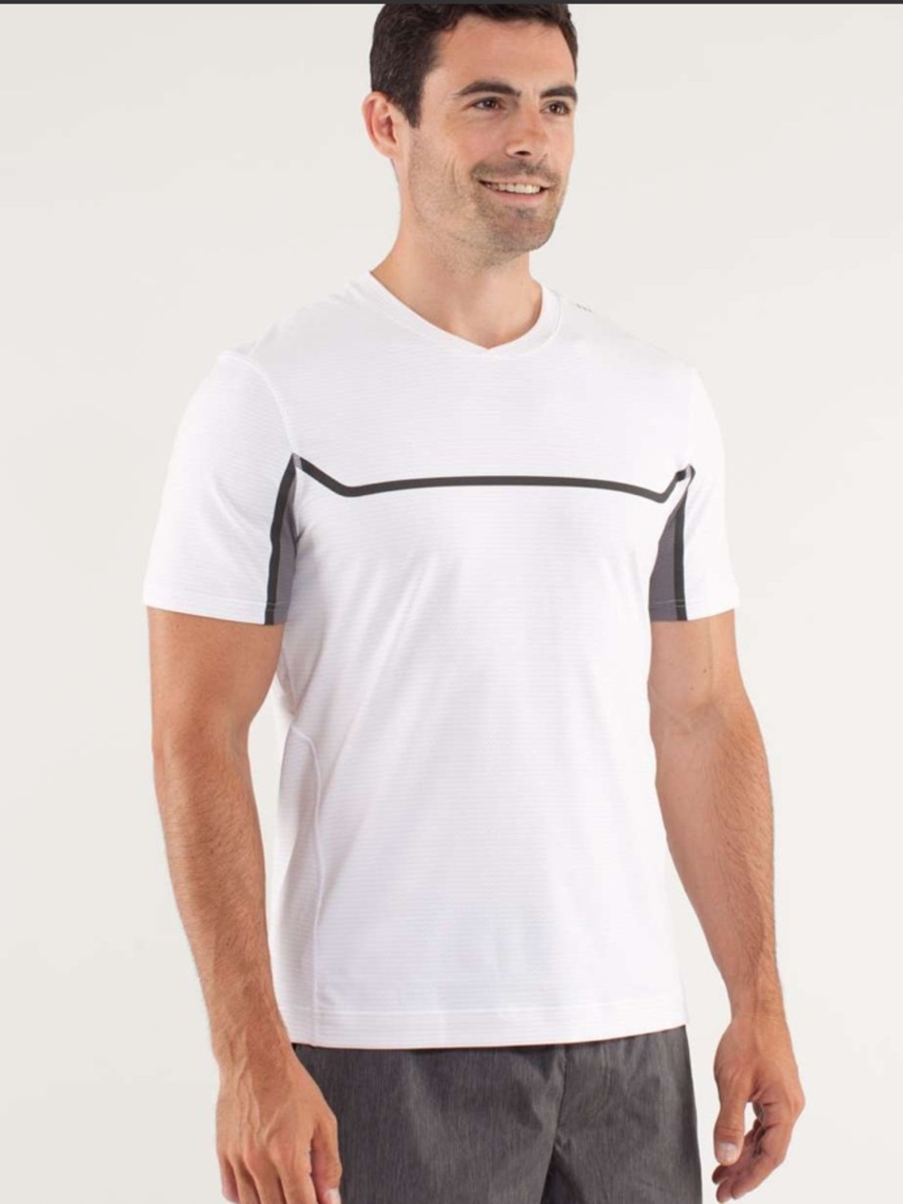 lululemon athletica White Sprint Tech Short Sleeve with gray Accents